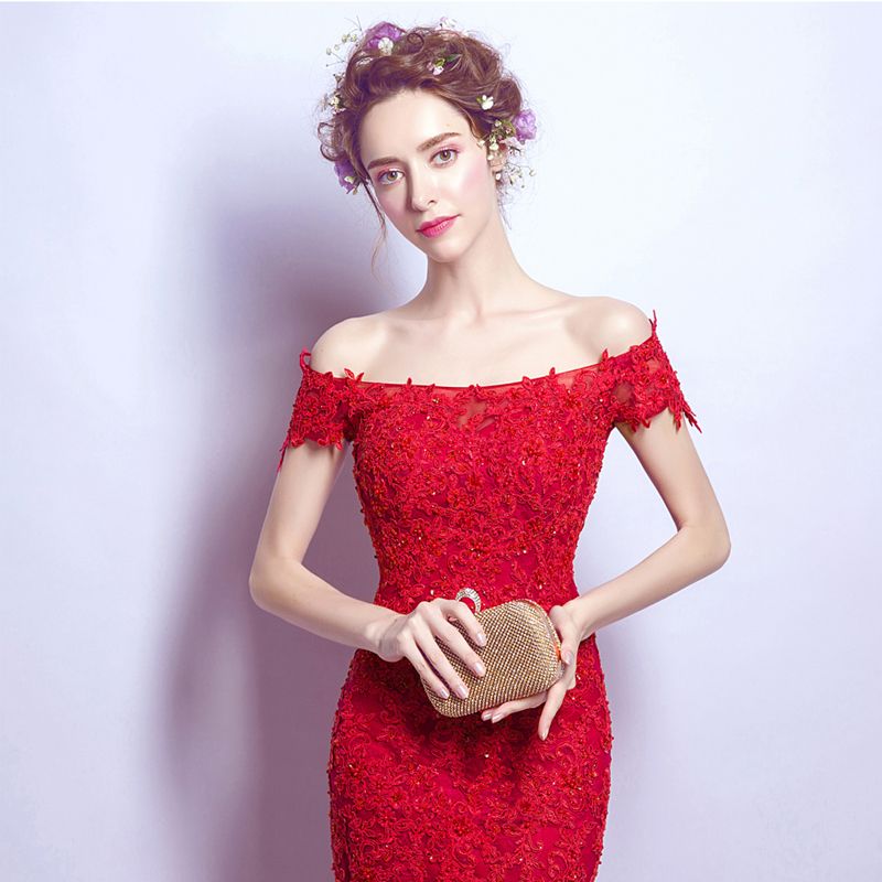 Short Strapless Red Gown Dress