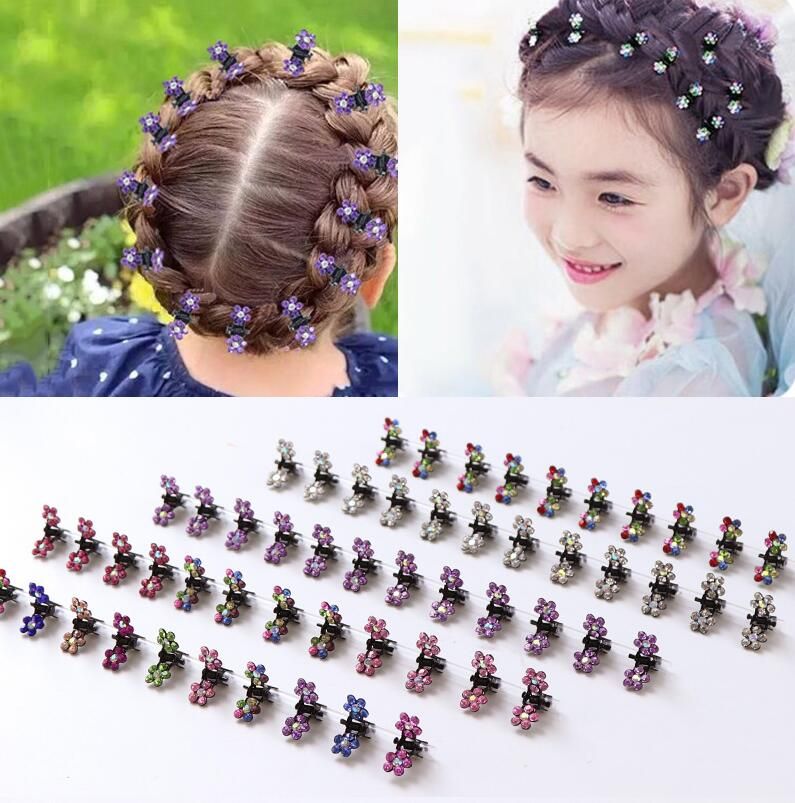 Hot Small Cute Crystal Flowers Metal Hair Claws Hair Clip Girls
