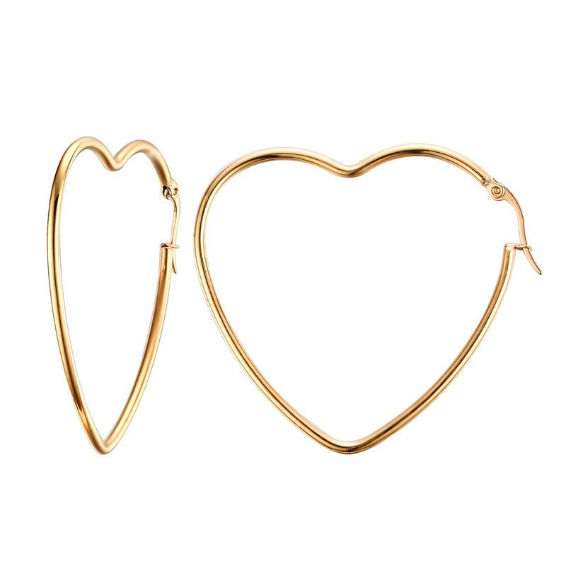 2020 Gold Color Earrings For Women Wedding Female Big Heart Hoop ...