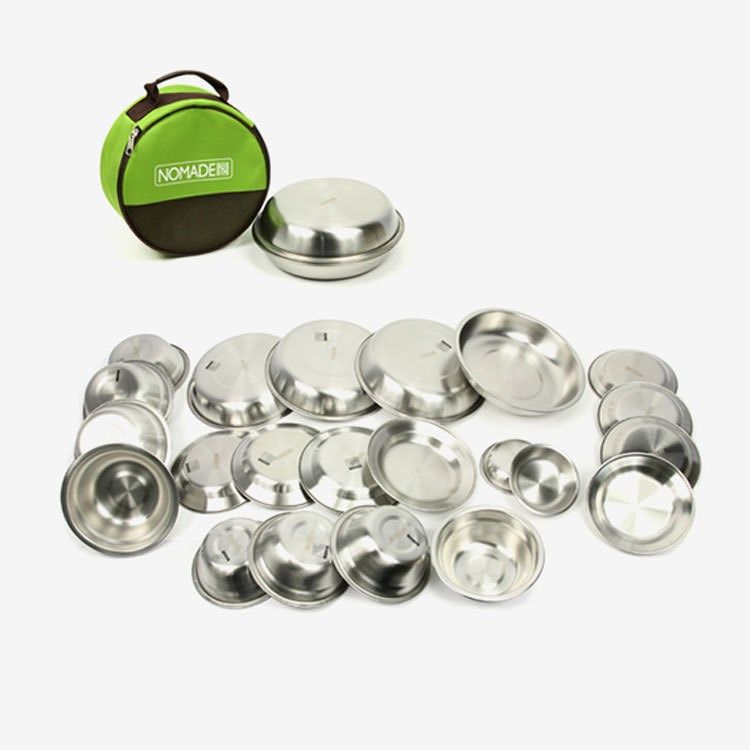 Camping Utensil Cutlery Set Stainless Steel Bowls Plates Dinnerware Set