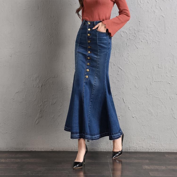 plus size denim mermaid skirt