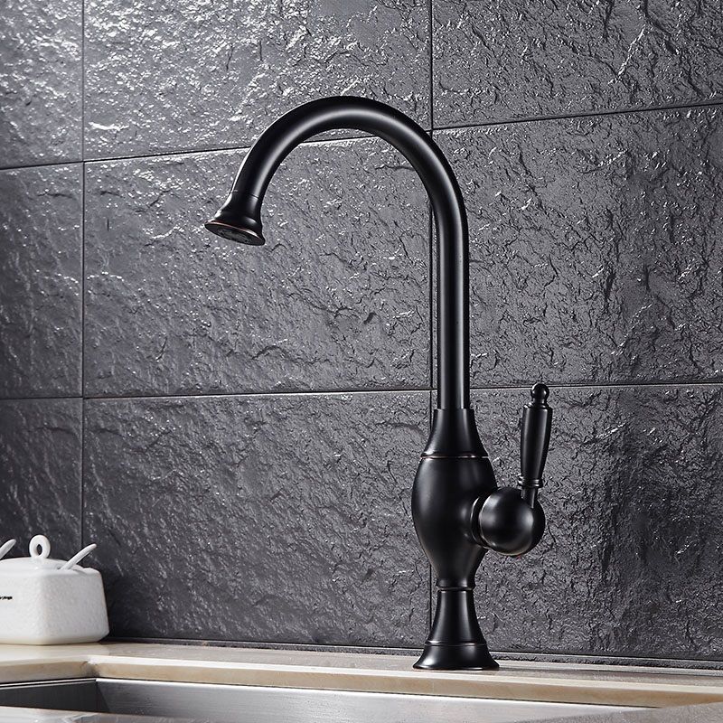 Orb Kitchen Faucets Brass Oil Rubbed Black Bathroom Faucet Single Handle Hole Mixer Taps Hot Cold Water 360 Degree