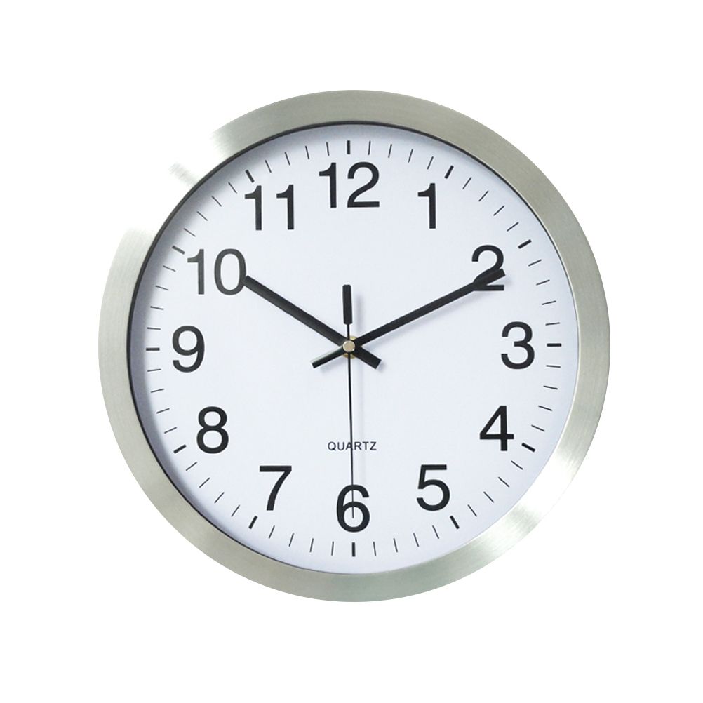 12 Inch Silver Mental Non Ticking Silent Wall Clock For Office
