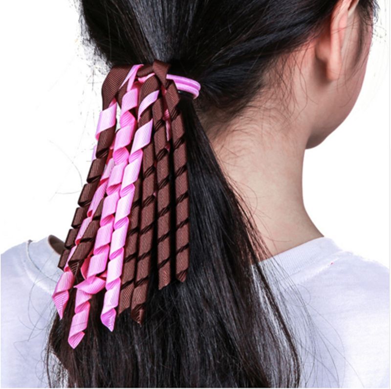 2020 Mom And Baby Colorful Curly Ribbon Hair Ties Girls Hair Rubber Bands Kids Ponytail Holders