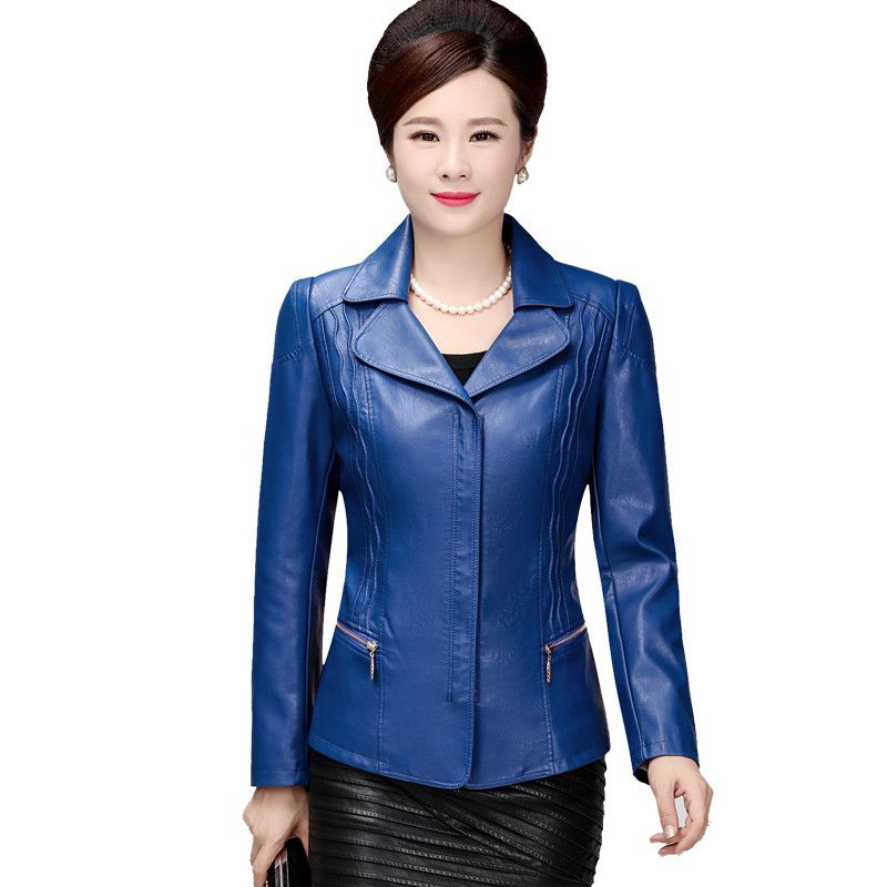 2018 Plus Size 5xl 6xl Pu Leather Jacket Women Campera Mujer Middle 2018 Plus Size 5xl 6xl Pu Leather Jacket Women Campera Mujer Middle Aged Biker Coat Red Black Faux Jackets C4680 From Red2018