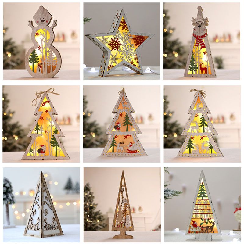 Led Tree Wooden Lighted Decoration For Party Home Decor Desktop Window Hanging Pendant Gift 9 Colors Hh7 1844