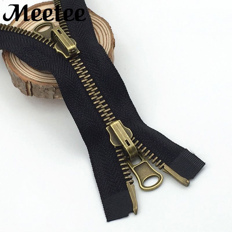 2019 80cm 100cm 120cm Double Sliders Metal Zippers Copper Reversible Zipper Repair Zip For