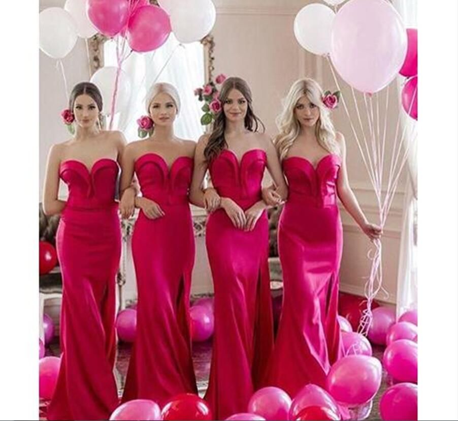 fuchsia mermaid bridesmaid dresses