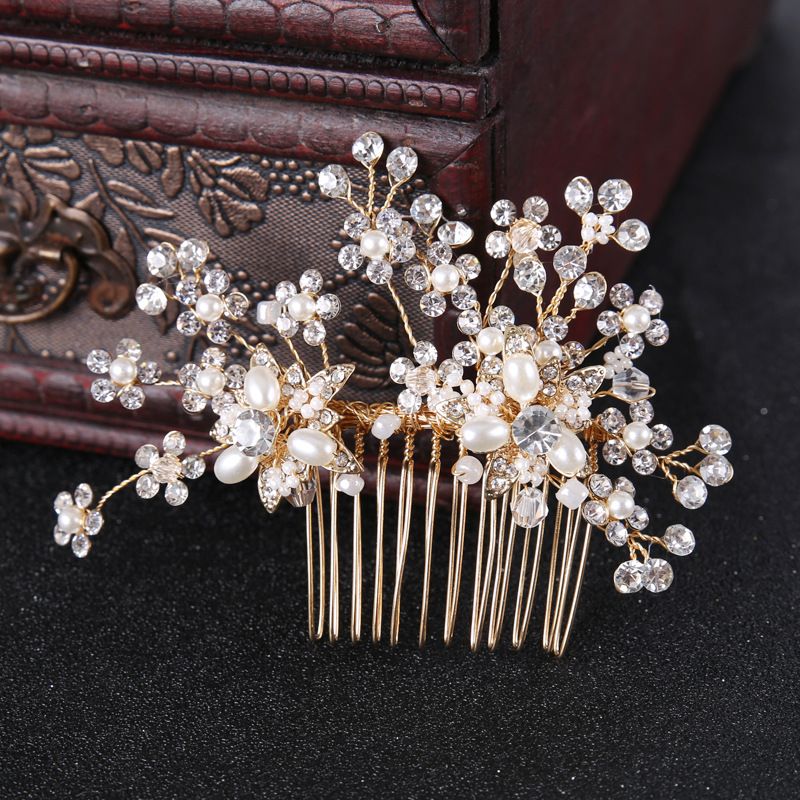 gold and pearl hair comb