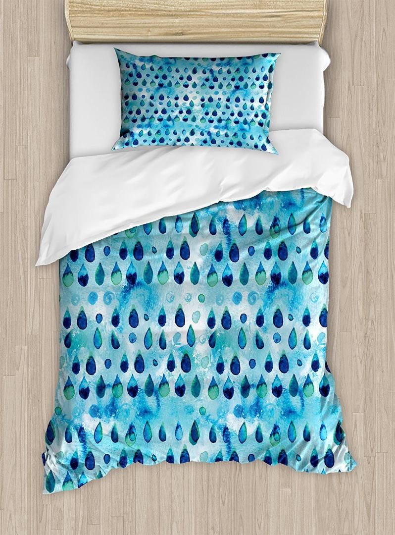 Navy And Teal Duvet Cover Set Abstract Blue Watercolor Drops Navy And Teal Duvet Cover Set Abstract Blue Watercolor Drops Aquarelle Art Rain Teardrop Quirky Bedding King Size Comforter From Curteney