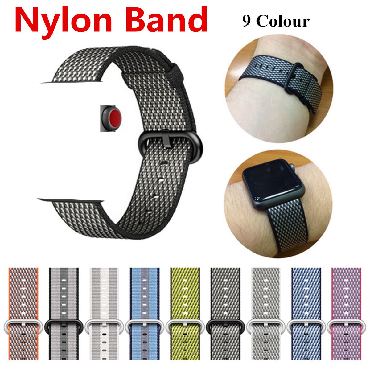 Nylon Band New 9 Colour For Apple Watch Check Stripe Woven Nylon Fabric