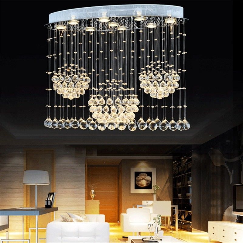 Modern Led Ceiling Lights For Living Room Art Crystal Celling Lamps Rectangular Oval Dining Bedroom Lighs Fixture Lanterns
