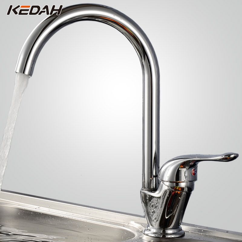 Kedah Hot Cold Water Classic Kitchen Faucet Swan Design Brass Torneira Ceramic Swivel Basin 360 Degree Rotation Kd121d