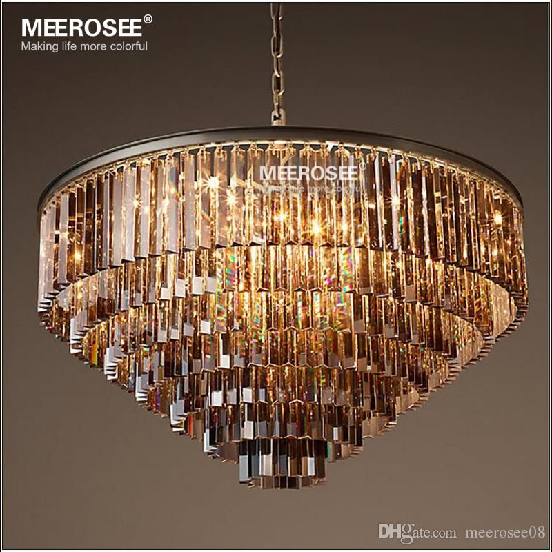 Modern Crystal Chandelier Light Elegant K9 Smoky Gray Suspension Lamparas For Cafe Restaurant Hotel Lighting