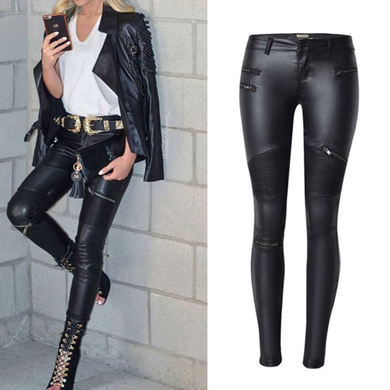red high waisted leather pants