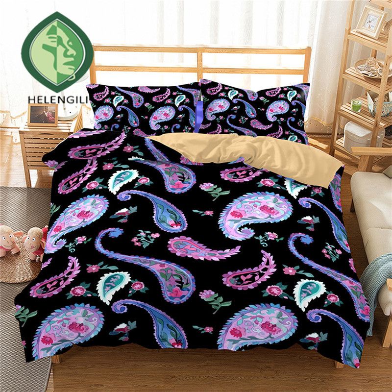 Helengili 3d Bedding Set Paisley Print Duvet Cover Lifelike Bedclothes With Pillowcase Bed Home Textiles 2 02