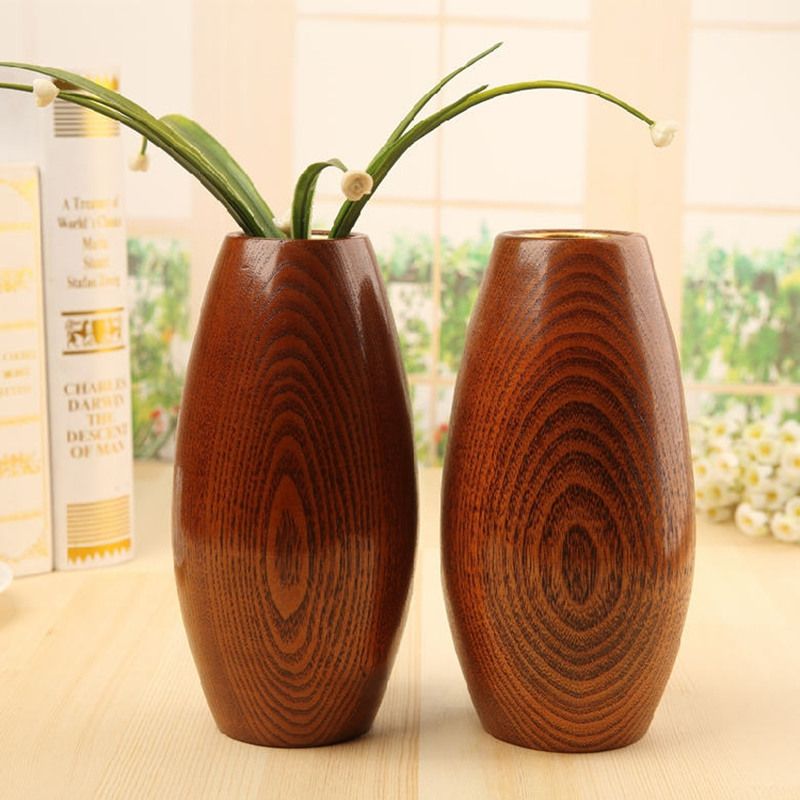 Whole Japan Style Solid Wooden Vase Oval Flower Retro Wood Whole Japan Style Solid Wooden Vase Oval Flower Retro Wood Decoration Home Office Party Bar Decor Birthday Gift Gold Vases Tall