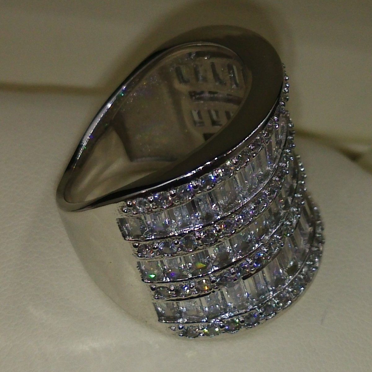 Size5-10 مجوهرات فاخرة اليدوية 925 فضة الأميرة قص حلقة واسعة الأبيض الياقوت تشيكوسلوفاكيا الماس الأحجار الكريمة المرأة خاتم الزواج هدية