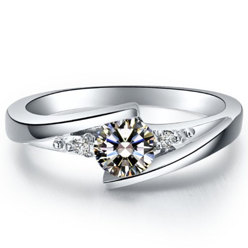 Hot Sell Star Twinkle Synthetic Diamond Engagement Ring Sterling