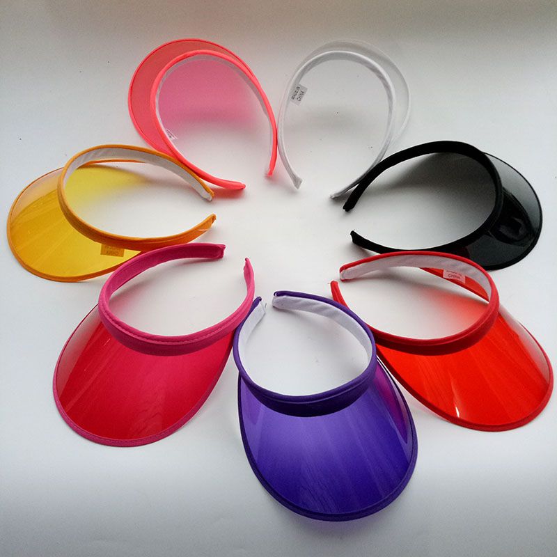 2019 Summer PVC Visor Hat Unisex Clear Plastic Solid Sun Cap Empty Top
