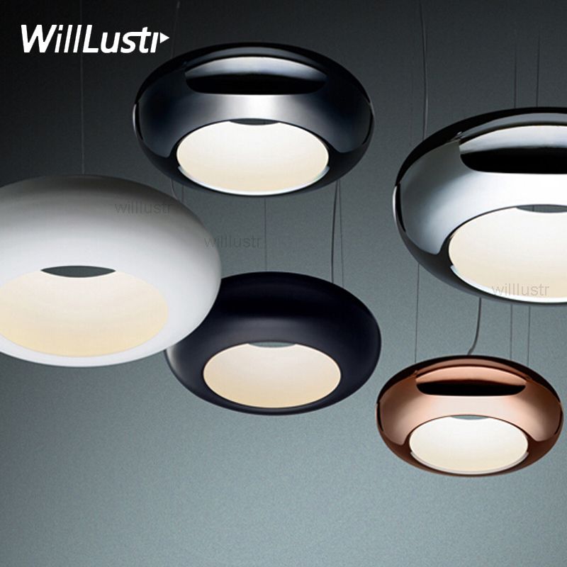 Noovo Design Aura Pendant Lamp Led Single Circle Suspension Light Noovo Design Aura Pendant Lamp Led Single Circle Suspension Light Chrome Copper Black White Hanging Lighting Hotel Restaurant Dinning Room Retro