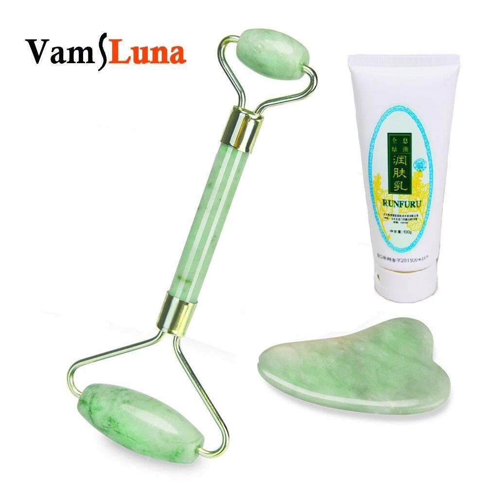 Jade Roller For Face And Gua Sha Scraping Massage Tool Set Therapy For