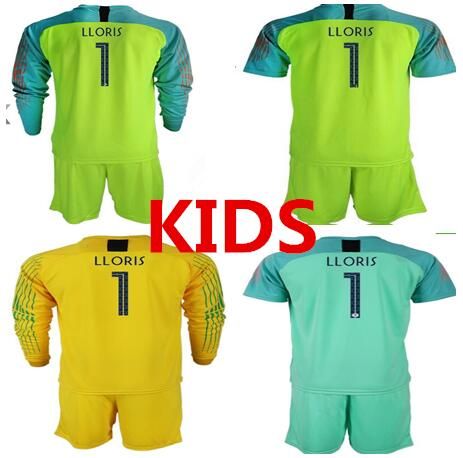 2018 World Cup 2 Star Kids Goalkeeper Jerseys 1 Lloris Long Sleeve Goalie T Shirt Kits Kid Uniforms Children Goalkeeper Jerseys