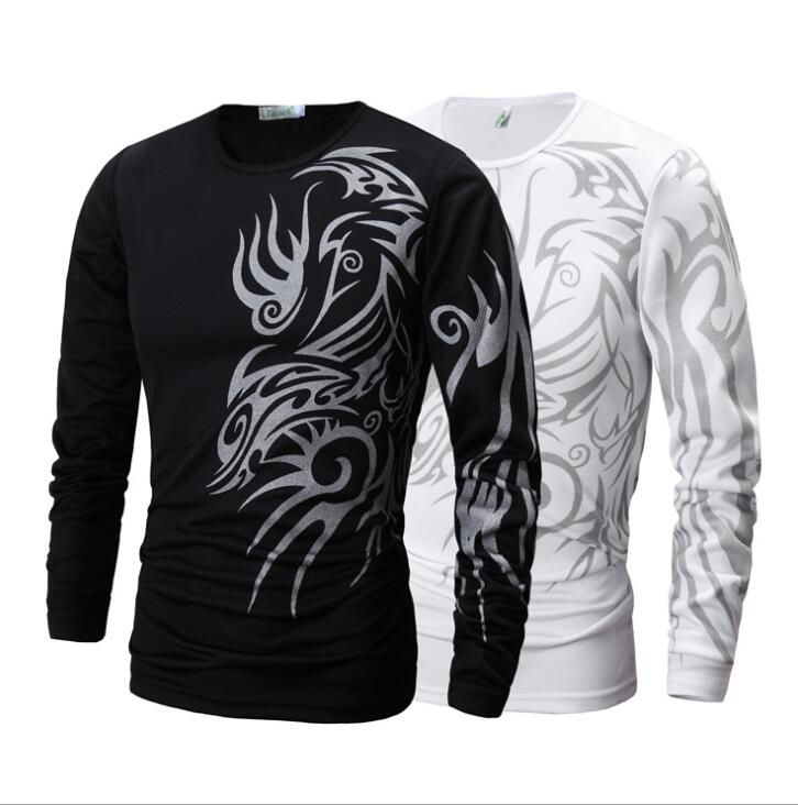 men long sleeve t shirt dragon tattoo printing round neck t shirt men long sleeve t shirt dragon tattoo printing round neck t shirt slim fit leisure top for men shirt kka4228 white t shirt designs awesome t shirt sites