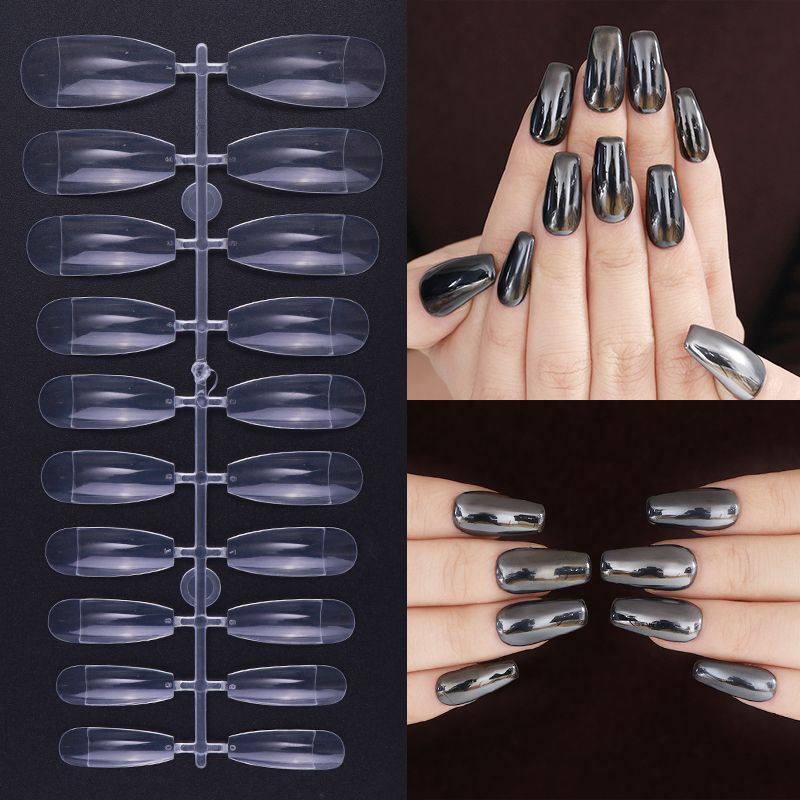 Ballerina False Half Nail Tips Coffin Shape Multi Size Color Card