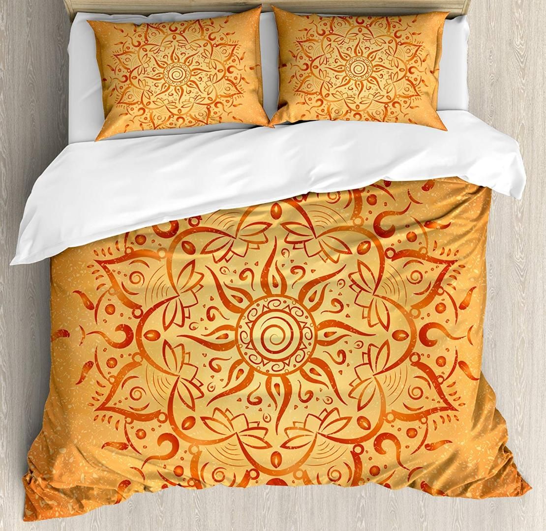 Lotus Duvet Cover Set African Tribal Ethnic Sun Pattern With Ombre Lotus Duvet Cover Set African Tribal Ethnic Sun Pattern With Ombre Effect Mandala Figures Icons Culture Print Decor Bedding High End Silk