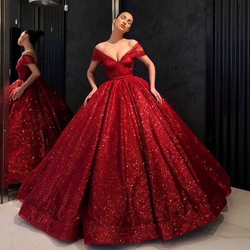 Red with Silver Evening Dresses