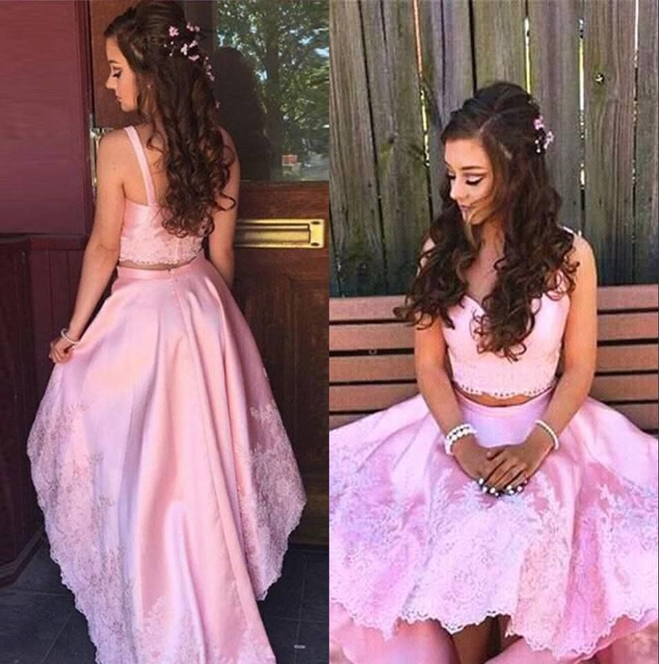Compra Elegantes 2 Piezas De Cóctel Rosa Vestidos De Fiesta De Raso De  Satén De Línea Alta Baja Vestidos De Noche Para Ocasiones Especiales Por  Encargo En Línea Barato | Entrega Rápida