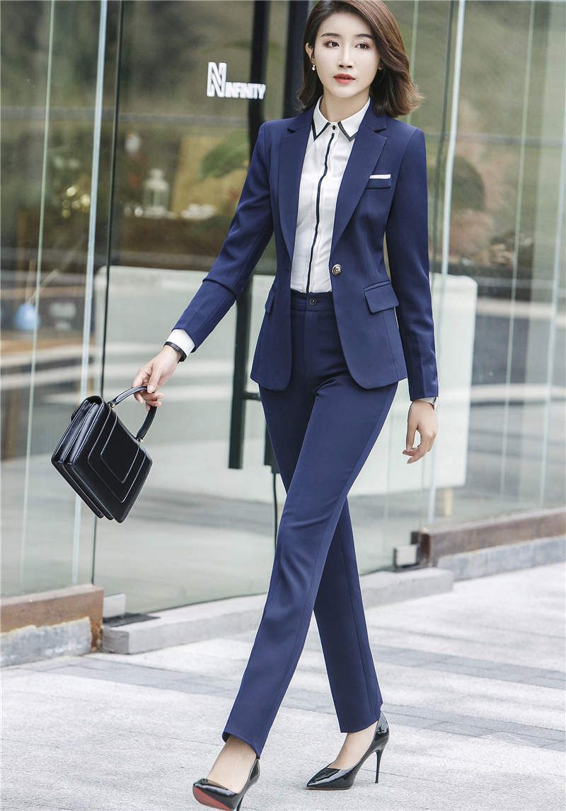 2019 Office Wear Uniform Black Pant Suit Full Sleeve OL Blazer Jacket+
