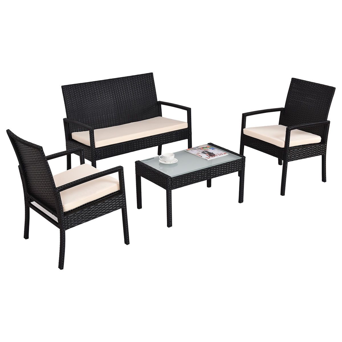 Black Wicker Sectional Patio Furniture Ohana 5 Piece Outdoor Wicker