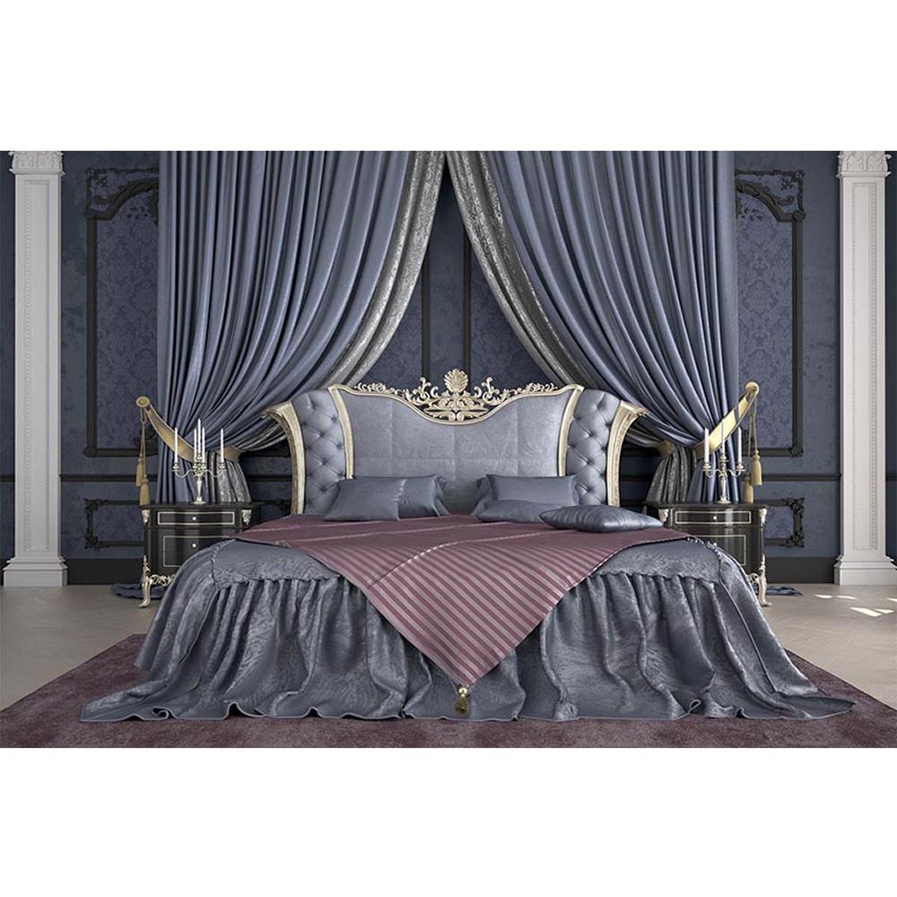 2019 Interior Room Grey Headboard Bed Backdrop Photography Printed Curtain Wallpaper Stone