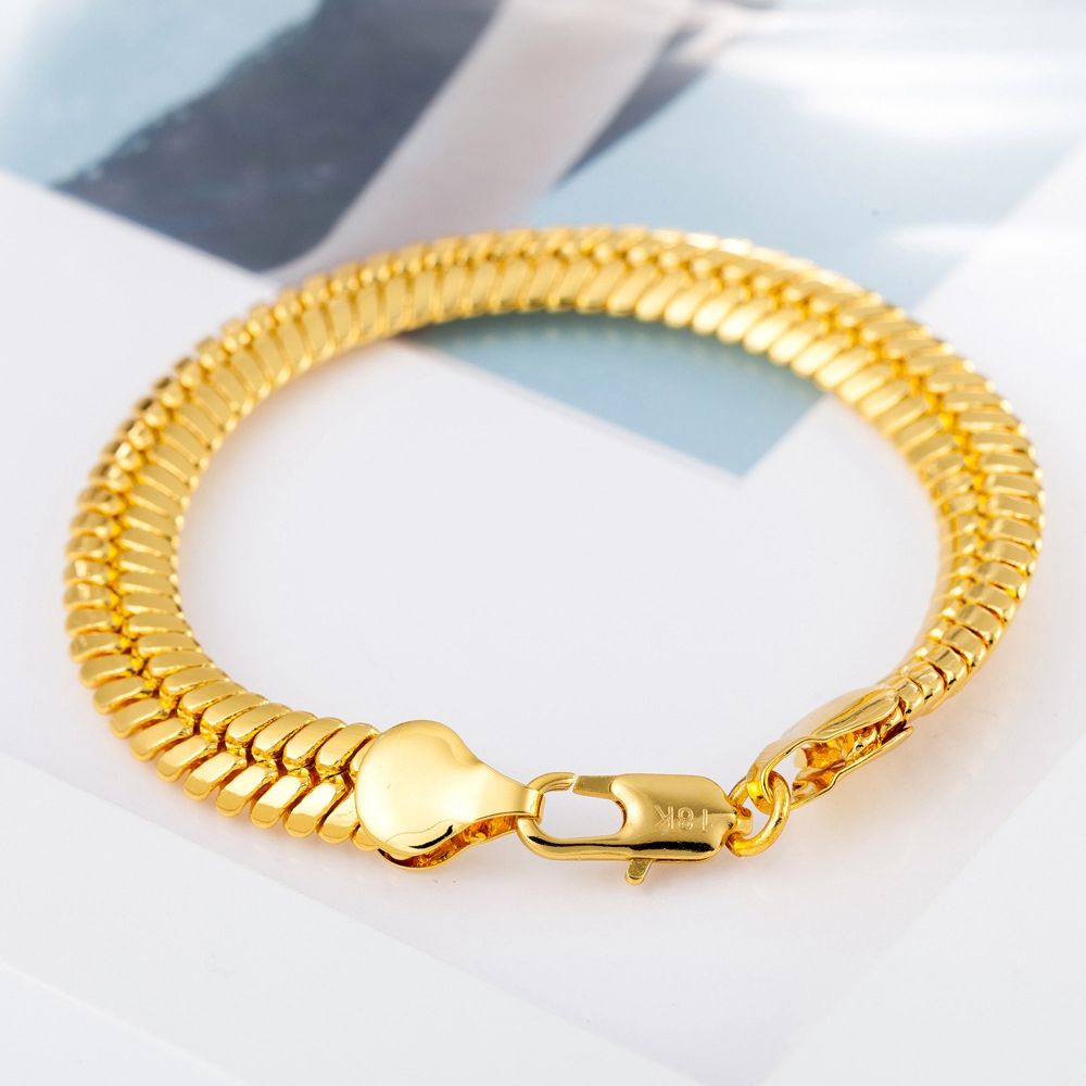 2021 Herringbone Bracelet Stamped Solid 18k Yellow Gold