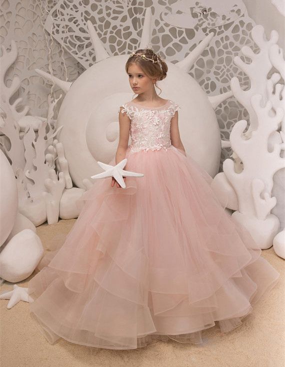 horsehair trim flower girl dress