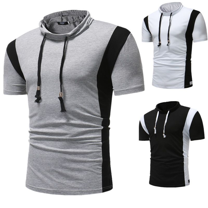 Personality Man Casual Slim Patchwork Short Sleeve T-Shirt Top Blouse TOP Fighting Polo Shirt