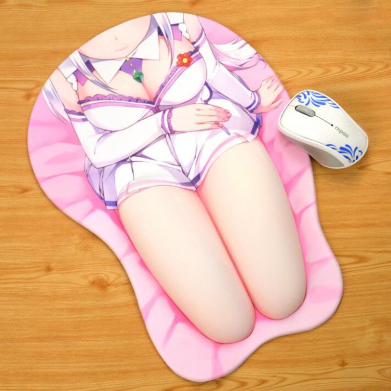 Re Zero Emilia Anime 3D Soft Breast Leg Mouse Pad Gaming Mouse Mat con repo...