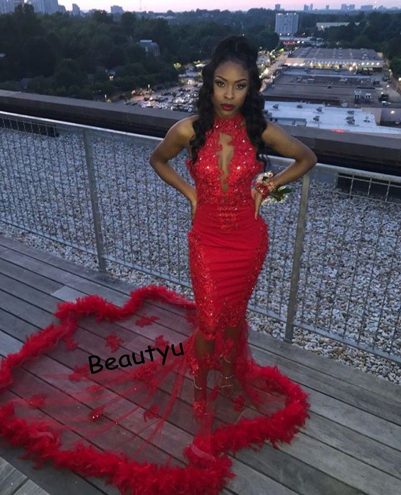 prom dresses 2018 red mermaid