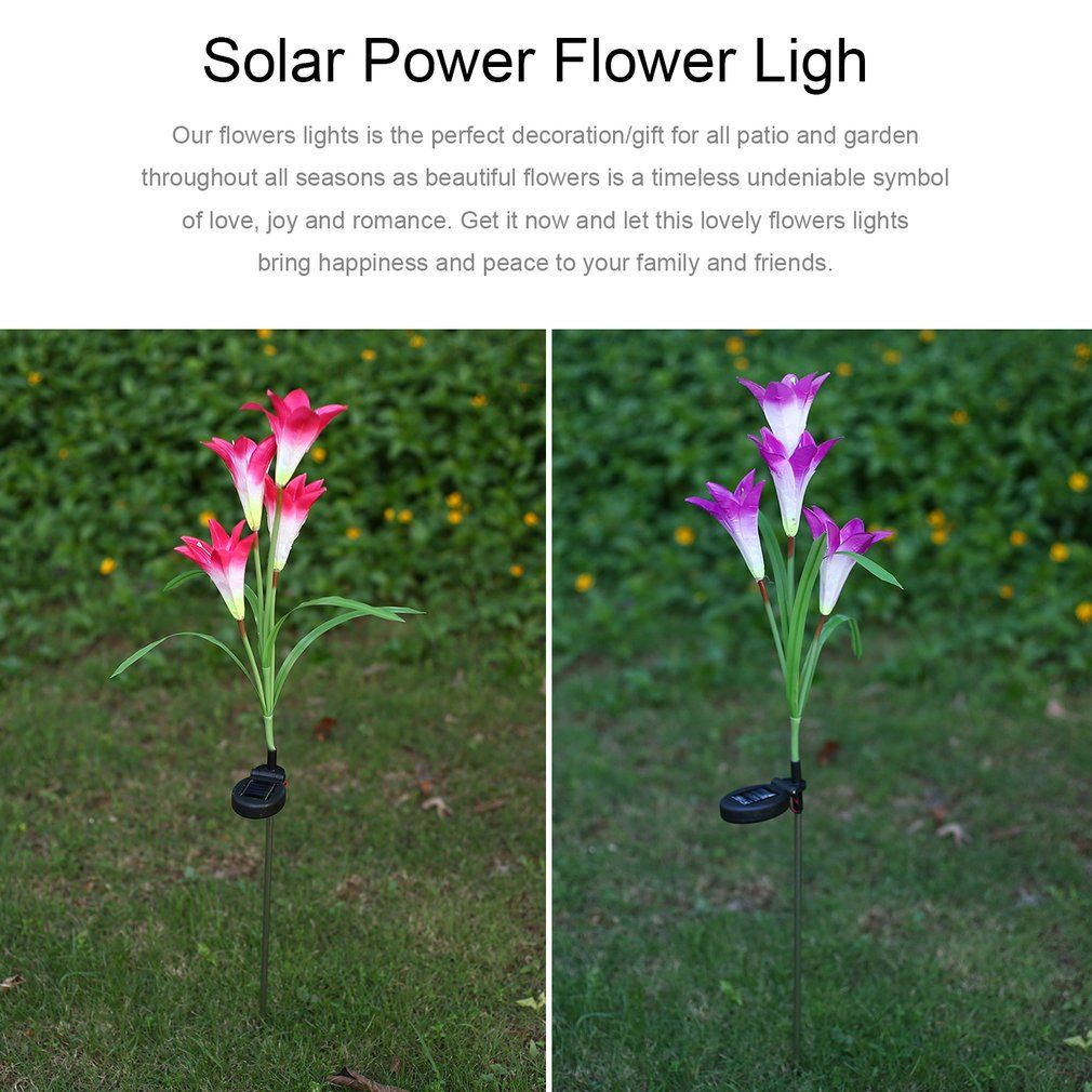 2018 4 Led Solar Power Flower Light Waterproof Outdoor Garden 2018 4 Led Solar Power Flower Light Waterproof Outdoor Garden Yard Lawn Landscape Balcony Decorative Lamp Heads Lily From Mcaffee 7 14 Dhgate Com