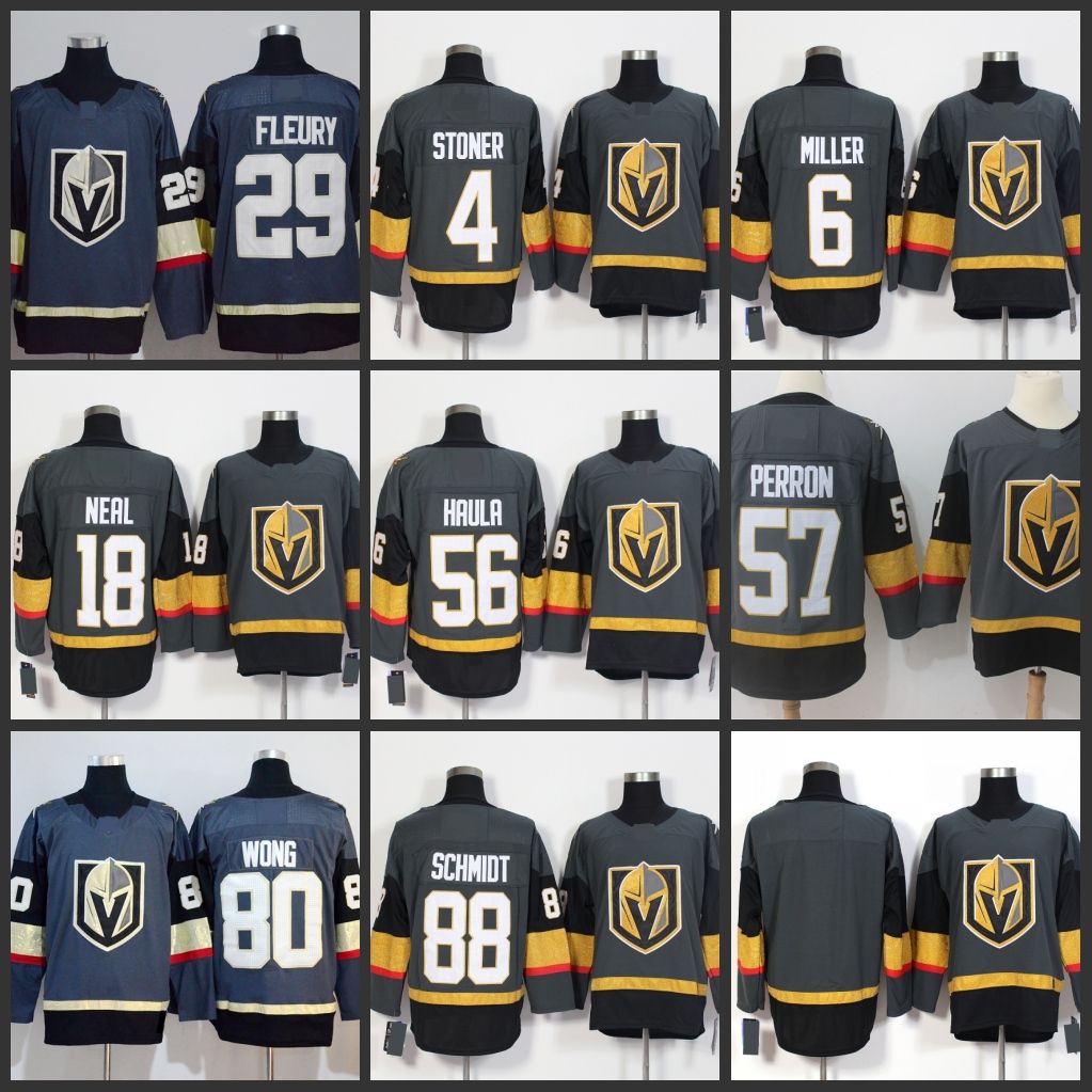 Vegas Golden Knights Mens 2018 Grey Jerseys 29 MarcAndre Fleury 18
