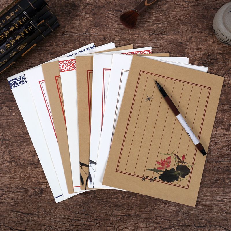 1pcs trip special antique stationery letterhead chinese antique vintage ink kraft paper white paper set of 8 into stationery letterhead