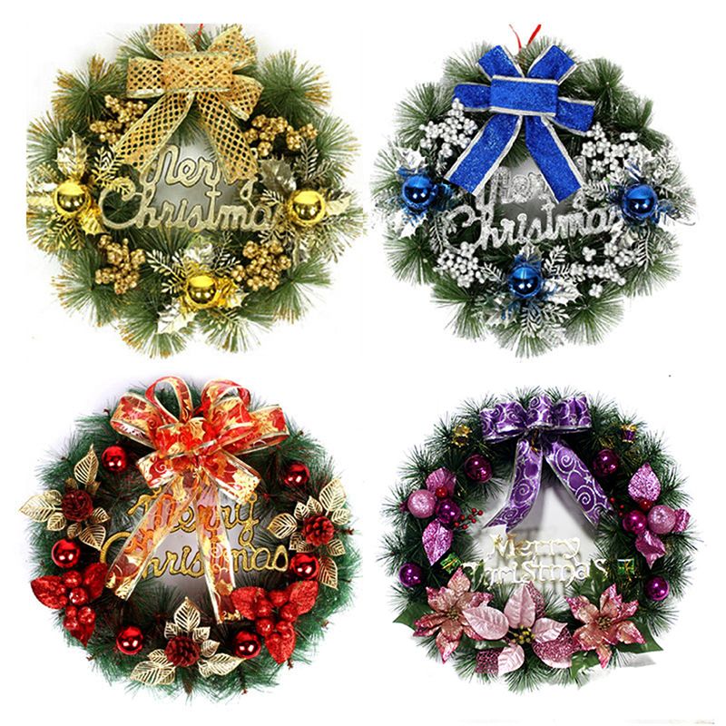 2018 new year christmas wreath with bow handcrafted elegant holiday