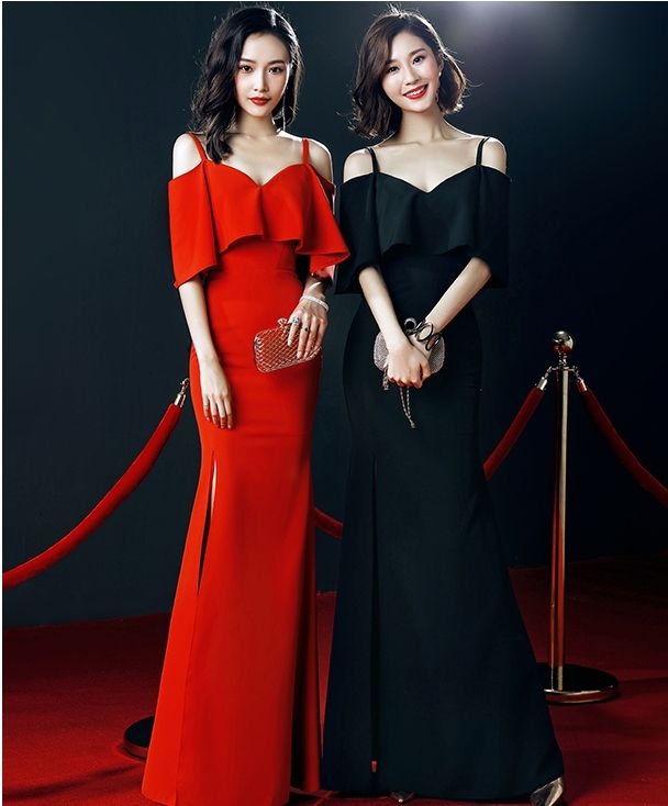 black and red party outfit