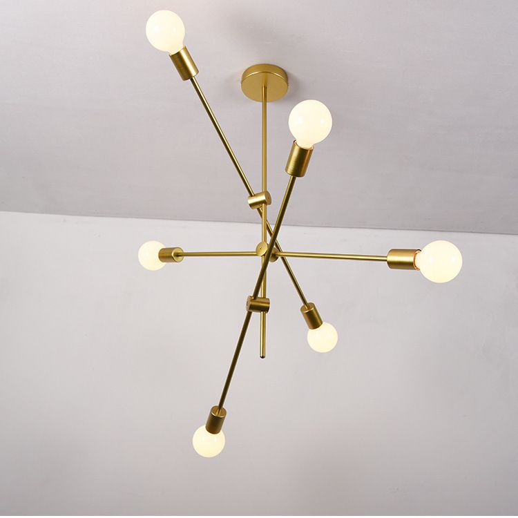 Brushed Brass Chandelier Modern Metal Sputnik Ceiling Brushed Brass Chandelier Modern Metal Sputnik Ceiling Pendant Lighting Fixture Nordic Postmodern Hanging Lamp Simple Luminaire