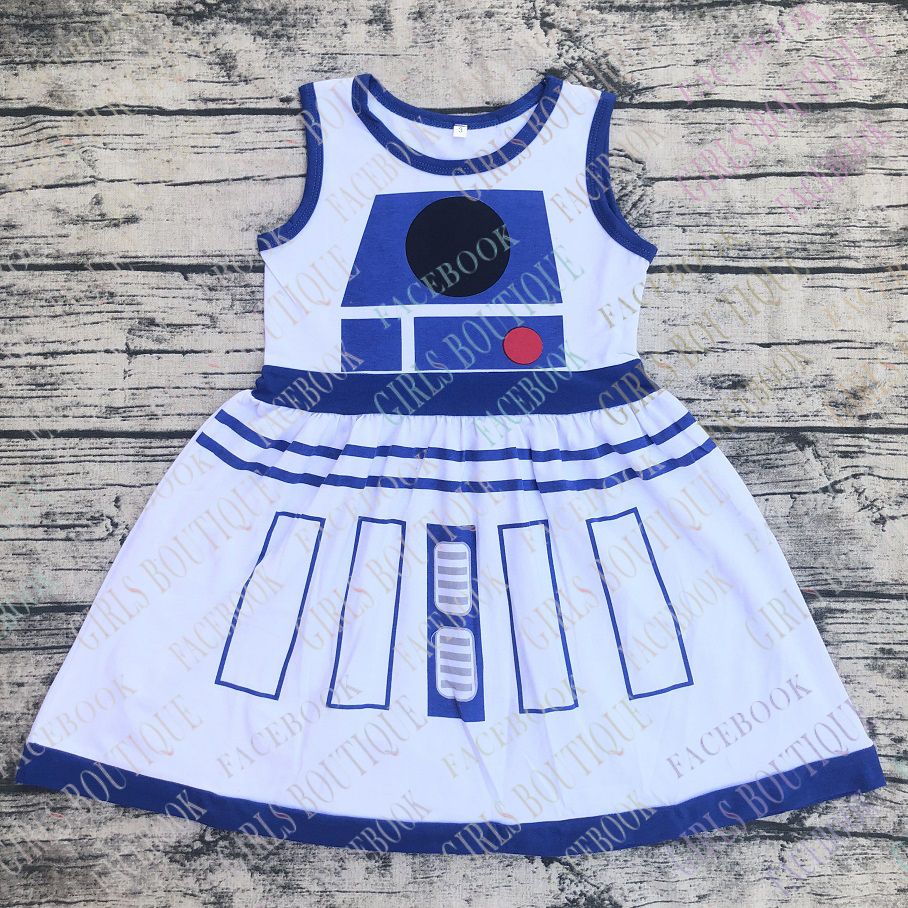2020 Wholesale Baby Girls R2D2 Dresses Costume Dress Kids Birthday