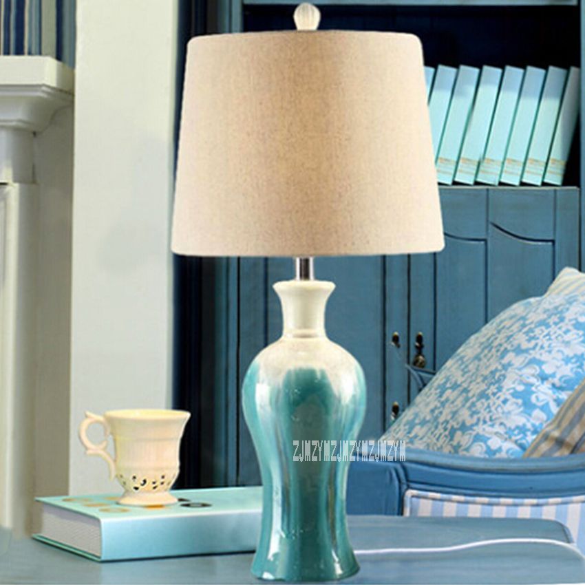 Df80799 Table De Céramique Rétro Creative Salon Chambre Chevet Étude Nouveau 110v Lampe Bleu 40w Méditerranée 220v 31 f6bYy7g