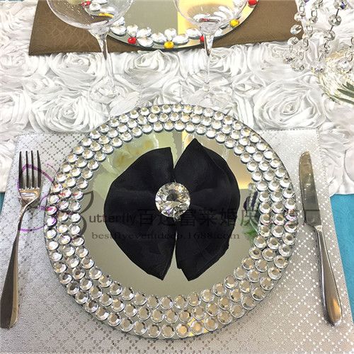 Mirror Round Charger Plate With Crystal Beaded 13 Inch Glass Cake Mirror Round Charger Plate With Crystal Beaded 13 Inch Glass Cake Plates Set Of 30wedding Centerpieces Wedding Decoration Company Flowers
