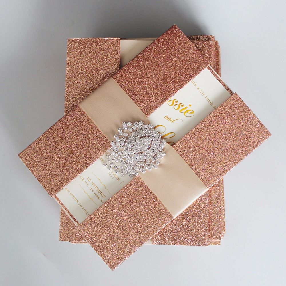 Rose Gold Wedding Invitations Shiny Invitation Cards Luxury Wedding